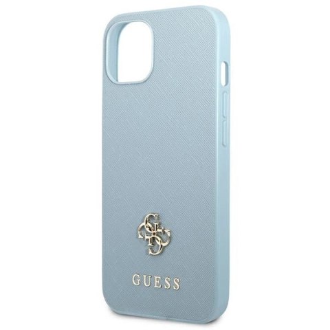 Etui Guess Saffiano 4G Small Metal Logo na iPhone 13 - niebieskie