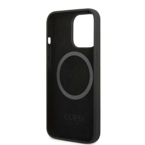 Etui Guess Silicone Logo Plate MagSafe na iPhone 13 Pro / iPhone 13 - czarne