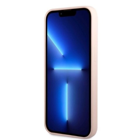 Etui Guess Silicone Logo Plate MagSafe na iPhone 13 mini - różowe