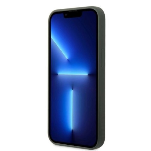 Etui Guess Silicone Logo Plate MagSafe na iPhone 13 - zielone