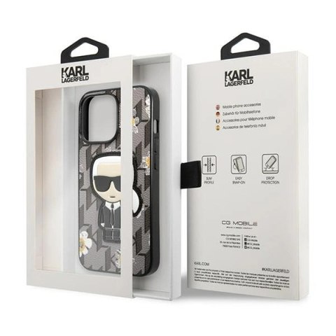 Etui Karl Lagerfeld Flower Ikonik Karl na iPhone 13 Pro / iPhone 13 - szare Etui Karl Lagerfeld Flower Ikonik Karl na iPhone 13 Pro / iPhone 13 - szare