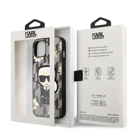 Etui Karl Lagerfeld Flower Ikonik Karl na iPhone 13 mini - szare Etui Karl Lagerfeld Flower Ikonik Karl na iPhone 13 mini - szare