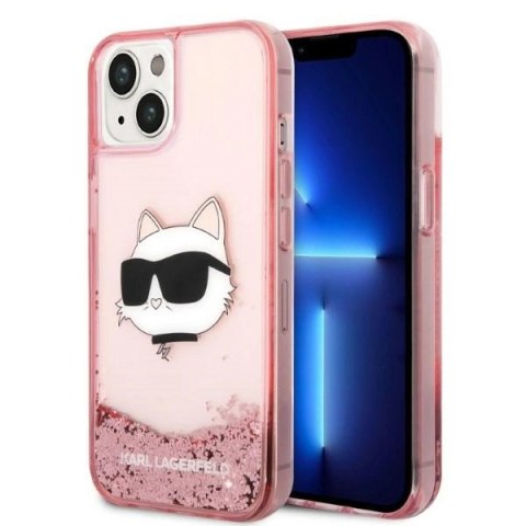 Etui Karl Lagerfeld Glitter Choupette Head na iPhone 14 Plus - różowe Etui Karl Lagerfeld Glitter Choupette Head na iPhone 14 Plus - różowe