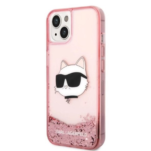 Etui Karl Lagerfeld Glitter Choupette Head na iPhone 14 Plus - różowe Etui Karl Lagerfeld Glitter Choupette Head na iPhone 14 Plus - różowe