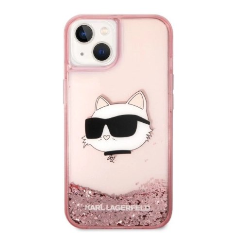 Etui Karl Lagerfeld Glitter Choupette Head na iPhone 14 Plus - różowe Etui Karl Lagerfeld Glitter Choupette Head na iPhone 14 Plus - różowe