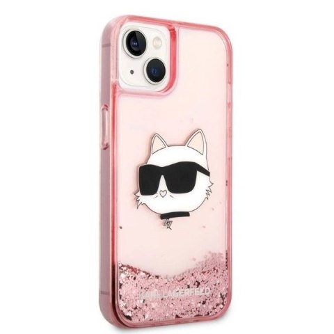 Etui Karl Lagerfeld Glitter Choupette Head na iPhone 14 Plus - różowe Etui Karl Lagerfeld Glitter Choupette Head na iPhone 14 Plus - różowe