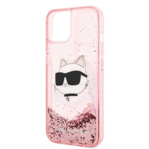 Etui Karl Lagerfeld Glitter Choupette Head na iPhone 14 Plus - różowe Etui Karl Lagerfeld Glitter Choupette Head na iPhone 14 Plus - różowe