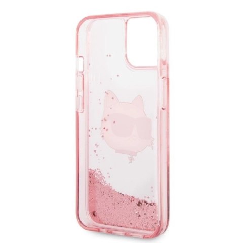 Etui Karl Lagerfeld Glitter Choupette Head na iPhone 14 Plus - różowe Etui Karl Lagerfeld Glitter Choupette Head na iPhone 14 Plus - różowe