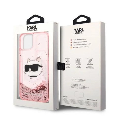 Etui Karl Lagerfeld Glitter Choupette Head na iPhone 14 Plus - różowe Etui Karl Lagerfeld Glitter Choupette Head na iPhone 14 Plus - różowe