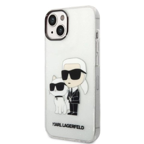 Etui Karl Lagerfeld Glitter Karl&Choupette na iPhone 14 Plus - przezroczyste Etui Karl Lagerfeld Glitter Karl&Choupette na iPhone 14 Plus - przezroczyste