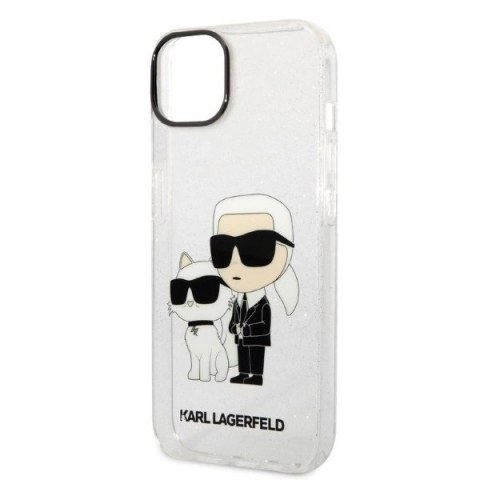 Etui Karl Lagerfeld Glitter Karl&Choupette na iPhone 14 Plus - przezroczyste Etui Karl Lagerfeld Glitter Karl&Choupette na iPhone 14 Plus - przezroczyste
