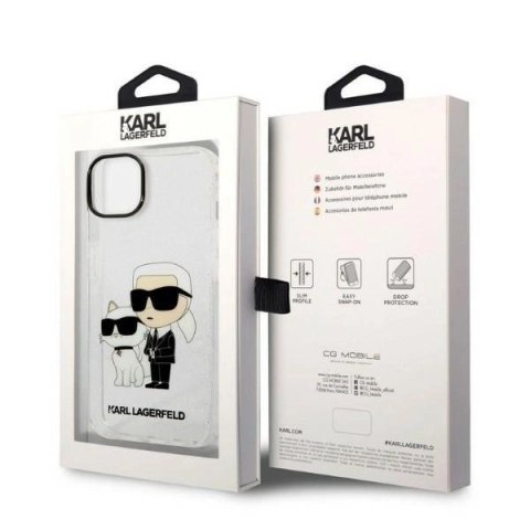 Etui Karl Lagerfeld Glitter Karl&Choupette na iPhone 14 Plus - przezroczyste Etui Karl Lagerfeld Glitter Karl&Choupette na iPhone 14 Plus - przezroczyste