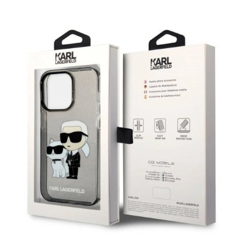 Etui Karl Lagerfeld Glitter Karl&Choupette na iPhone 14 Pro Max - czarne Etui Karl Lagerfeld Glitter Karl&Choupette na iPhone 14 Pro Max - czarne