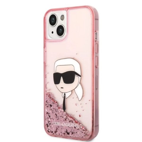 Etui Karl Lagerfeld Glitter Karl's Head na iPhone 14 Plus - różowe Etui Karl Lagerfeld Glitter Karl's Head na iPhone 14 Plus - różowe