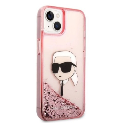 Etui Karl Lagerfeld Glitter Karl's Head na iPhone 14 Plus - różowe Etui Karl Lagerfeld Glitter Karl's Head na iPhone 14 Plus - różowe