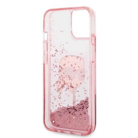 Etui Karl Lagerfeld Glitter Karl's Head na iPhone 14 Plus - różowe Etui Karl Lagerfeld Glitter Karl's Head na iPhone 14 Plus - różowe