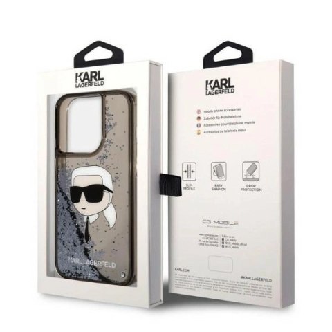 Etui Karl Lagerfeld Glitter Karl's Head na iPhone 14 Pro Max - czarne Etui Karl Lagerfeld Glitter Karl's Head na iPhone 14 Pro Max - czarne
