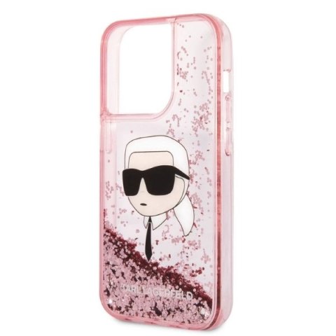 Etui Karl Lagerfeld Glitter Karl's Head na iPhone 14 Pro Max - różowe Etui Karl Lagerfeld Glitter Karl's Head na iPhone 14 Pro Max - różowe