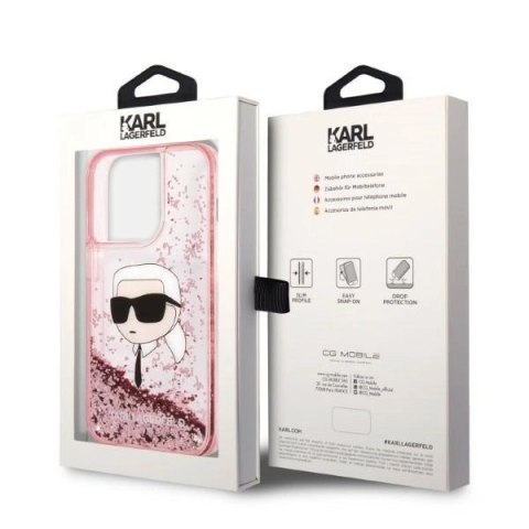 Etui Karl Lagerfeld Glitter Karl's Head na iPhone 14 Pro Max - różowe Etui Karl Lagerfeld Glitter Karl's Head na iPhone 14 Pro Max - różowe