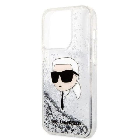 Etui Karl Lagerfeld Glitter Karl's Head na iPhone 14 Pro Max - srebrne Etui Karl Lagerfeld Glitter Karl's Head na iPhone 14 Pro Max - srebrne