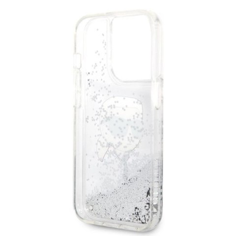 Etui Karl Lagerfeld Glitter Karl's Head na iPhone 14 Pro Max - srebrne Etui Karl Lagerfeld Glitter Karl's Head na iPhone 14 Pro Max - srebrne