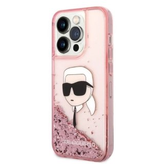 Etui Karl Lagerfeld Glitter Karl's Head na iPhone 14 Pro - różowe