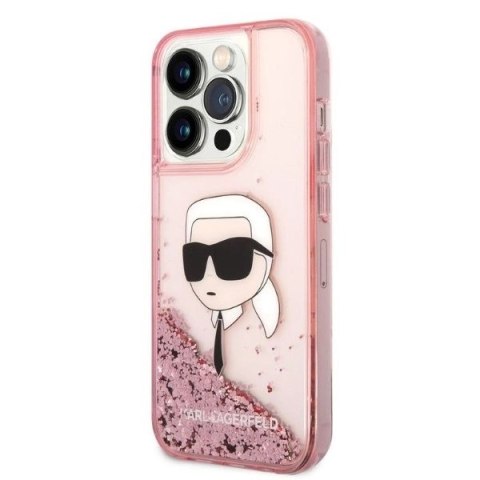 Etui Karl Lagerfeld Glitter Karl's Head na iPhone 14 Pro - różowe Etui Karl Lagerfeld Glitter Karl's Head na iPhone 14 Pro - różowe