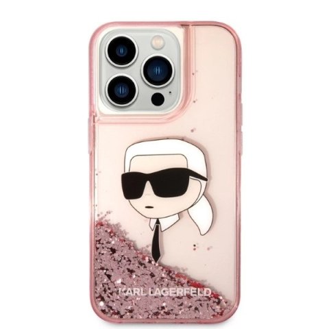 Etui Karl Lagerfeld Glitter Karl's Head na iPhone 14 Pro - różowe Etui Karl Lagerfeld Glitter Karl's Head na iPhone 14 Pro - różowe