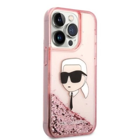 Etui Karl Lagerfeld Glitter Karl's Head na iPhone 14 Pro - różowe Etui Karl Lagerfeld Glitter Karl's Head na iPhone 14 Pro - różowe