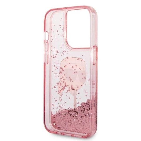Etui Karl Lagerfeld Glitter Karl's Head na iPhone 14 Pro - różowe Etui Karl Lagerfeld Glitter Karl's Head na iPhone 14 Pro - różowe
