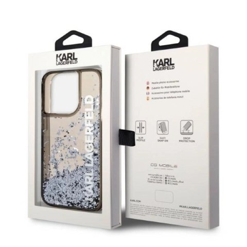 Etui Karl Lagerfeld Liquid Glitter Elong na iPhone 14 Pro - czarne Etui Karl Lagerfeld Liquid Glitter Elong na iPhone 14 Pro - czarne