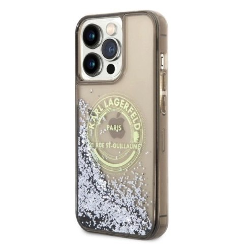 Etui Karl Lagerfeld Liquid Glitter RSG na iPhone 14 Pro Max - czarne Etui Karl Lagerfeld Liquid Glitter RSG na iPhone 14 Pro Max - czarne