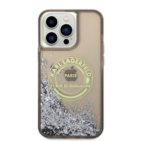 Etui Karl Lagerfeld Liquid Glitter RSG na iPhone 14 Pro Max - czarne Etui Karl Lagerfeld Liquid Glitter RSG na iPhone 14 Pro Max - czarne