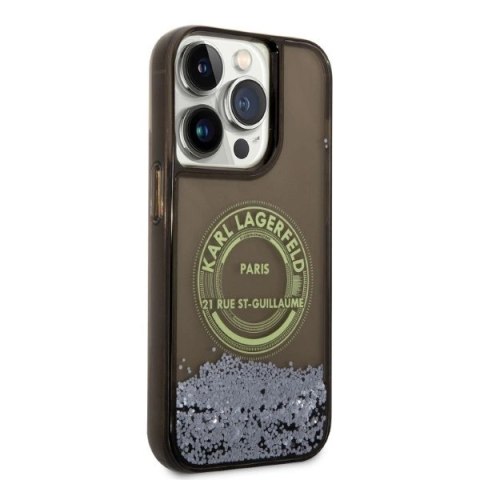 Etui Karl Lagerfeld Liquid Glitter RSG na iPhone 14 Pro - czarne Etui Karl Lagerfeld Liquid Glitter RSG na iPhone 14 Pro - czarne