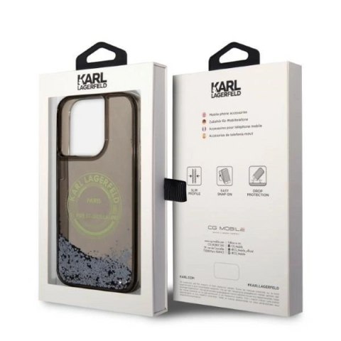Etui Karl Lagerfeld Liquid Glitter RSG na iPhone 14 Pro - czarne Etui Karl Lagerfeld Liquid Glitter RSG na iPhone 14 Pro - czarne