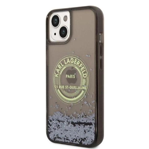 Etui Karl Lagerfeld Liquid Glitter RSG na iPhone 14 - czarne Etui Karl Lagerfeld Liquid Glitter RSG na iPhone 14 - czarne
