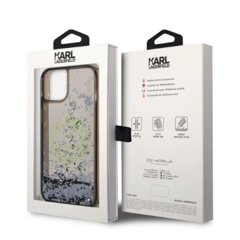 Etui Karl Lagerfeld Liquid Glitter RSG na iPhone 14 - czarne Etui Karl Lagerfeld Liquid Glitter RSG na iPhone 14 - czarne