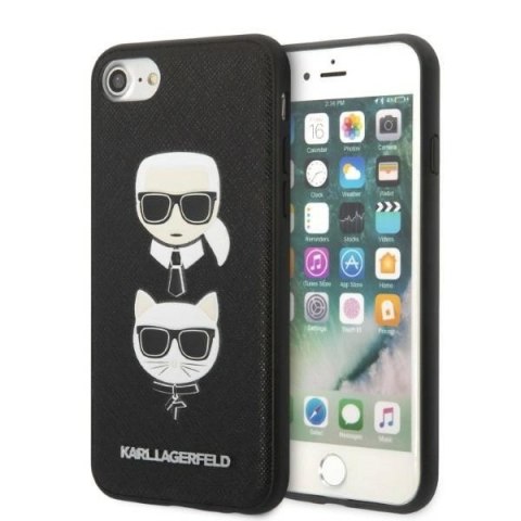 Etui Karl Lagerfeld Saffiano Karl&Choupette Head na iPhone 7 / 8 / SE 2020 / SE 2022 - czarne Etui Karl Lagerfeld Saffiano Karl&Choupette Head na iPhone 7 / 8 / SE 2020 / SE 2022 - czarne
