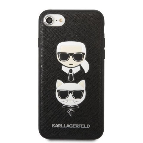 Etui Karl Lagerfeld Saffiano Karl&Choupette Head na iPhone 7 / 8 / SE 2020 / SE 2022 - czarne Etui Karl Lagerfeld Saffiano Karl&Choupette Head na iPhone 7 / 8 / SE 2020 / SE 2022 - czarne