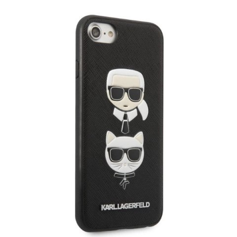 Etui Karl Lagerfeld Saffiano Karl&Choupette Head na iPhone 7 / 8 / SE 2020 / SE 2022 - czarne Etui Karl Lagerfeld Saffiano Karl&Choupette Head na iPhone 7 / 8 / SE 2020 / SE 2022 - czarne