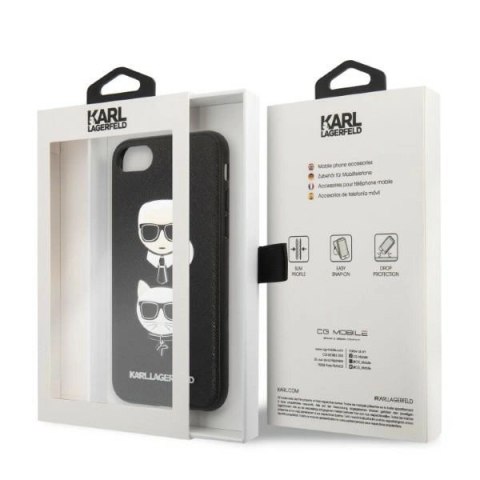 Etui Karl Lagerfeld Saffiano Karl&Choupette Head na iPhone 7 / 8 / SE 2020 / SE 2022 - czarne Etui Karl Lagerfeld Saffiano Karl&Choupette Head na iPhone 7 / 8 / SE 2020 / SE 2022 - czarne