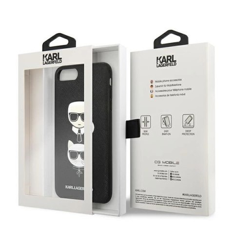 Etui Karl Lagerfeld Saffiano Karl&Choupette Head na iPhone 7 Plus / iPhone 8 Plus - czarne Etui Karl Lagerfeld Saffiano Karl&Choupette Head na iPhone 7 Plus / iPhone 8 Plus - czarne