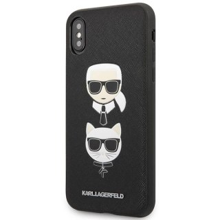 Etui Karl Lagerfeld Saffiano Karl&Choupette Head na iPhone XS Max - czarne