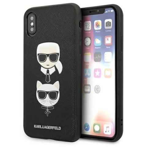 Etui Karl Lagerfeld Saffiano Karl&Choupette Head na iPhone X/XS - czarne Etui Karl Lagerfeld Saffiano Karl&Choupette Head na iPhone X/XS - czarne