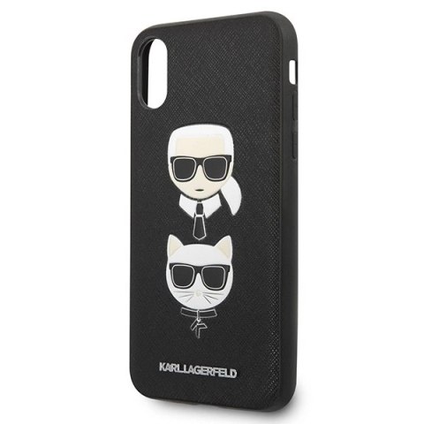Etui Karl Lagerfeld Saffiano Karl&Choupette Head na iPhone X/XS - czarne Etui Karl Lagerfeld Saffiano Karl&Choupette Head na iPhone X/XS - czarne