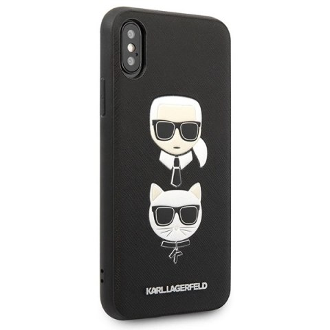 Etui Karl Lagerfeld Saffiano Karl&Choupette Head na iPhone X/XS - czarne Etui Karl Lagerfeld Saffiano Karl&Choupette Head na iPhone X/XS - czarne