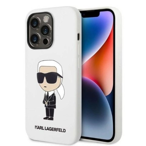 Etui Karl Lagerfeld Silicone Ikonik na iPhone 14 Pro Max - białe Etui Karl Lagerfeld Silicone Ikonik na iPhone 14 Pro Max - białe