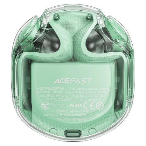 Acefast T8 dokanałowe słuchawki bezprzewodowe TWS Bluetooth - miętowe Acefast T8 dokanałowe słuchawki bezprzewodowe TWS Bluetooth - miętowe