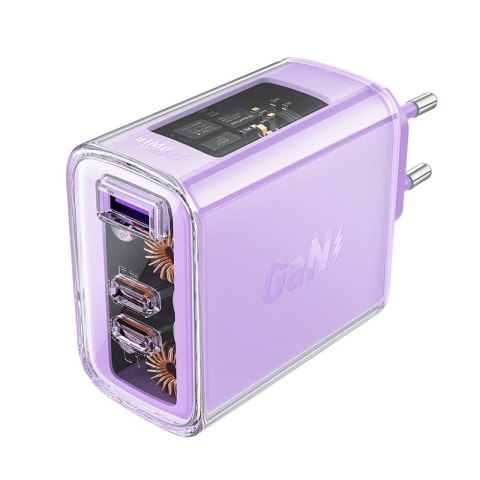 Acefast ładowarka GaN 65W 3 porty (1xUSB, 2xUSB C) fioletowa (A45) Acefast ładowarka GaN 65W 3 porty (1xUSB, 2xUSB C) fioletowa (A45)