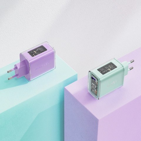 Acefast ładowarka GaN 65W 3 porty (1xUSB, 2xUSB C) szara (A45) Acefast ładowarka GaN 65W 3 porty (1xUSB, 2xUSB C) szara (A45)